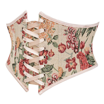 Corset Belt for Women Floral Lace Up Boned Underbust Corset Waist Belts