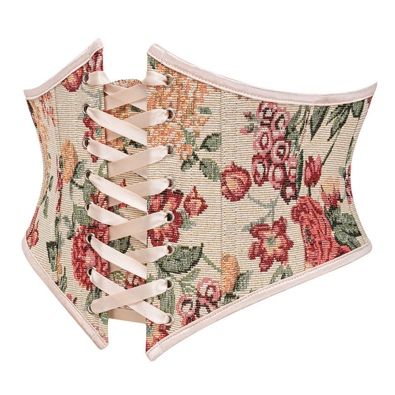 Corset Belt for Women Floral Lace Up Boned Underbust Corset Waist Belts