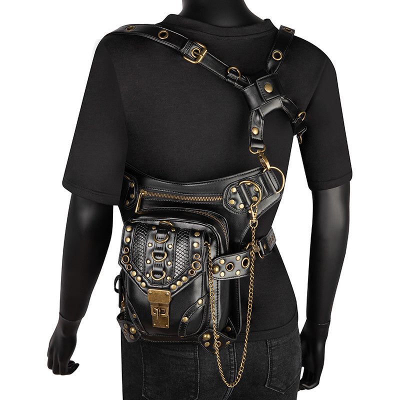 Steampunk Retro Single Shoulder Crossbody Motorcycle Waist Bag Cosplay Props
