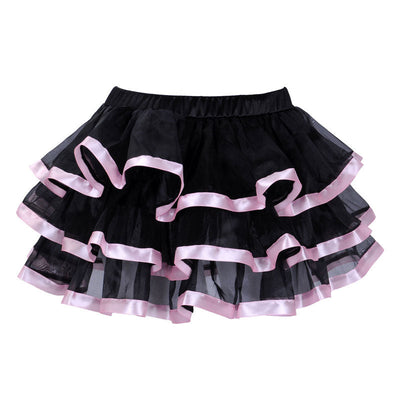 Womens 3-Layered Pleated Tulle Petticoat Tutu Puffy Party Cosplay Skirt