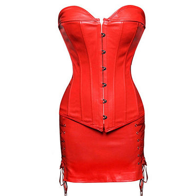 Gothic Plus Size Faux Leather Corset Skirt