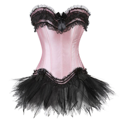 Bustier Corset Top for Women Overbust Lace Up Waist Cincher Shapewear Lingerie