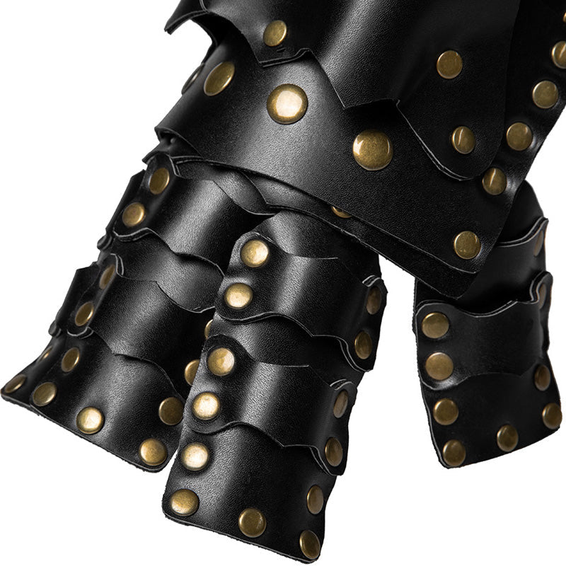Steampunk PU Leather Color Block Arm Gloves Cosplay Props