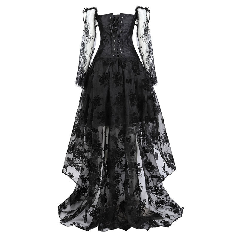 Corset Dress Top for Women with Sleeves off the shoulder Bustier Lace Floral Costumes Bridal Wedding