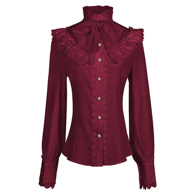 Vintage Long Sleeve Victorian Gothic Women's Shirt Halloween Cosplay Costumes