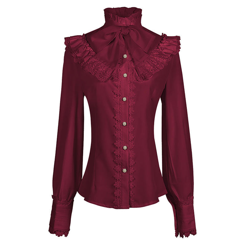 Vintage Long Sleeve Victorian Gothic Women's Shirt Halloween Cosplay Costumes