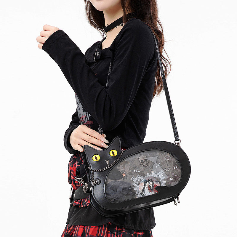 Retro Minimalist Cat Themed Casual Crossbody Bag Cosplay Props