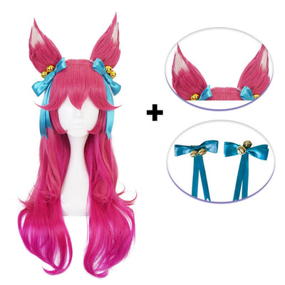Game LOL Spirit Blossom Ahri Cosplay Wigs with Headwear