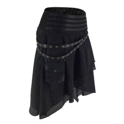 Victorian Gothic High Low Skirt Steampunk Pirate Skirts Retro Ruffles Lace Viking Costume Skirt