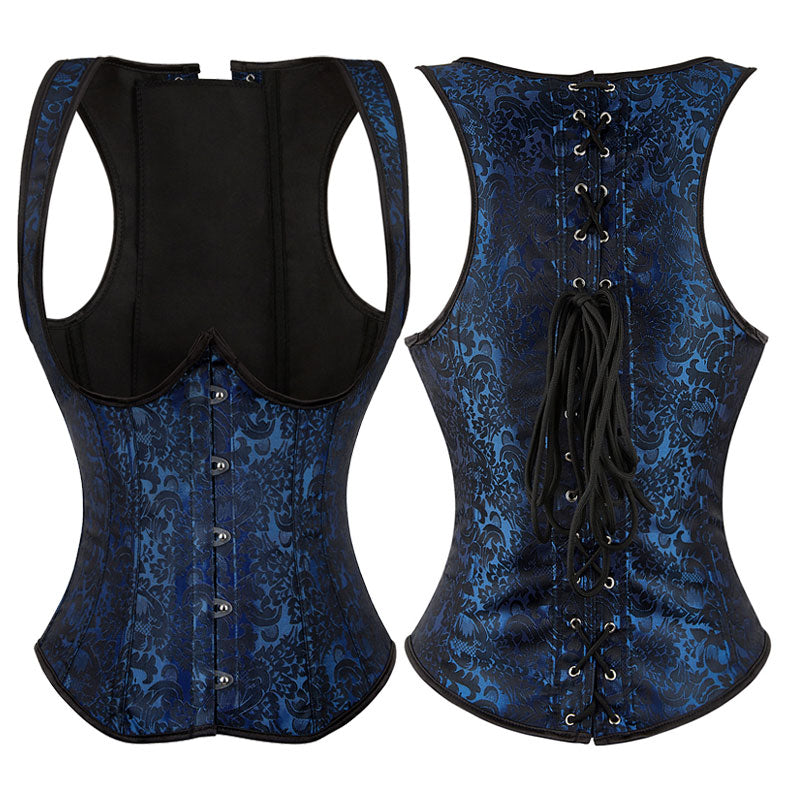 Corset Tops for Women Adjustable Floral Renaissance Underbust Corset Lace Up Pirate Bodice