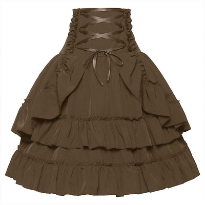 European Retro Renaissance Women's Multi-Layered High Waist Miniskirt Halloween Cosplay Costumes