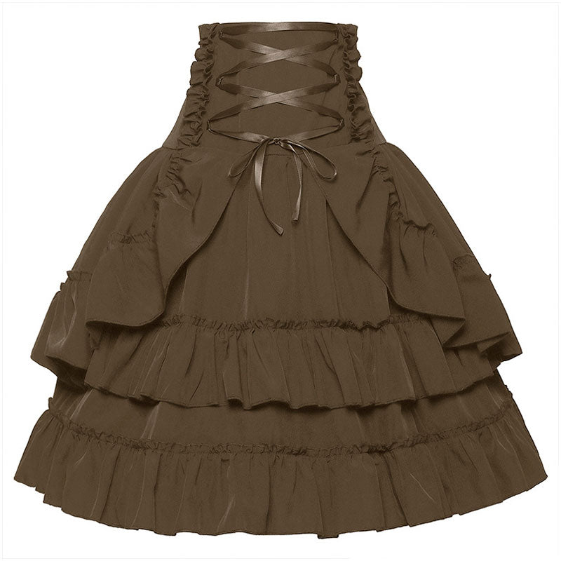European Retro Renaissance Women's Multi-Layered High Waist Miniskirt Halloween Cosplay Costumes