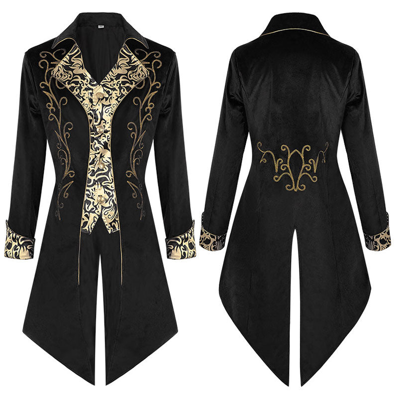 Mens Steampunk Vintage Tailcoat Jacket Gothic Victorian Frock Cosplay Costumes