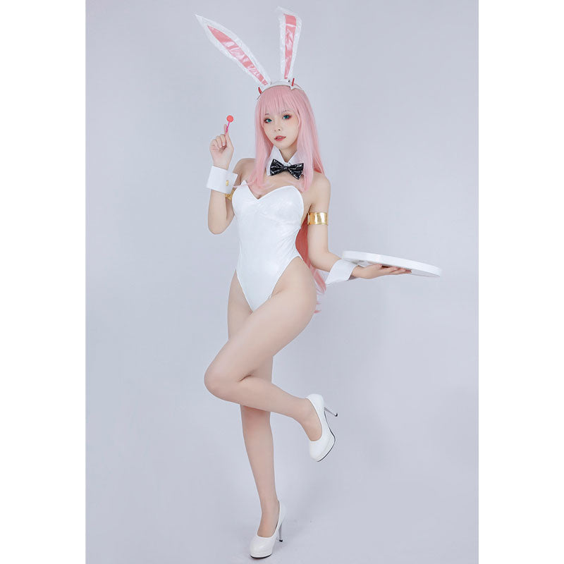Anime DARLING in the FRANXX 02 Zero Two Bunny Girl White Cosplay Costumes