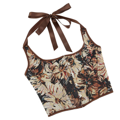 European Retro Oil Painting Style Halter Neck Corset Top Cosplay Costumes