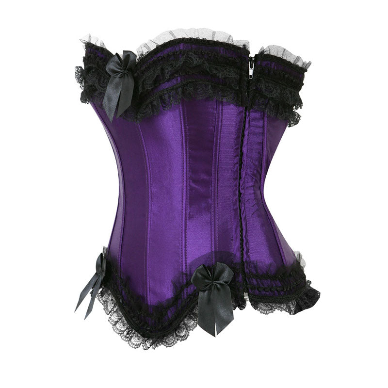 Bustier Corset Top for Women Overbust Lace Up Waist Cincher Shapewear Lingerie