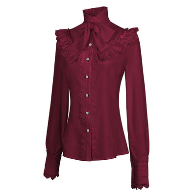 Vintage Long Sleeve Victorian Gothic Women's Shirt Halloween Cosplay Costumes