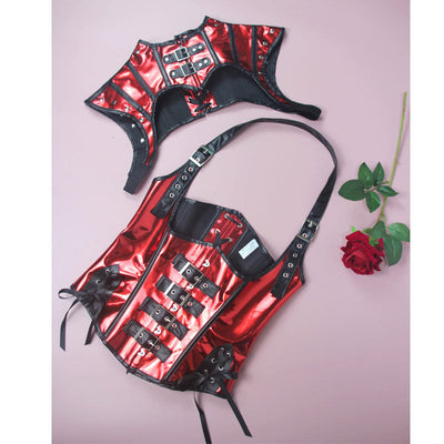 Gothic Rock Steampunk Cape and Corset Halloween Cosplay Costumes