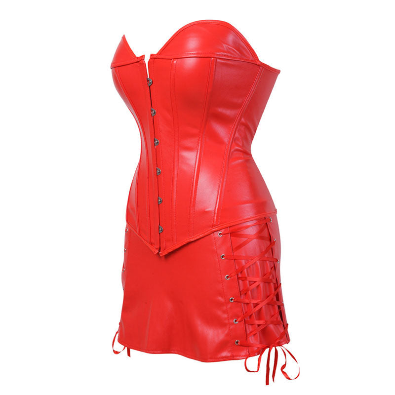 Gothic Plus Size Faux Leather Corset Skirt