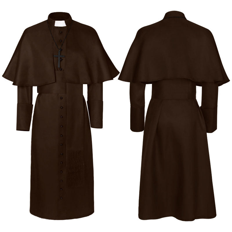 European Medieval Halloween Wizard Priest Robe Cosplay Costumes