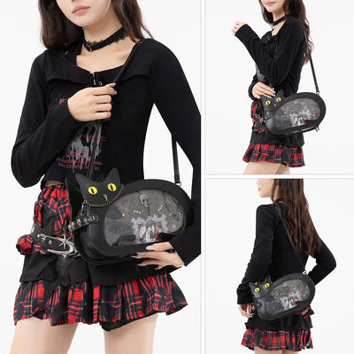 Retro Minimalist Cat Themed Casual Crossbody Bag Cosplay Props