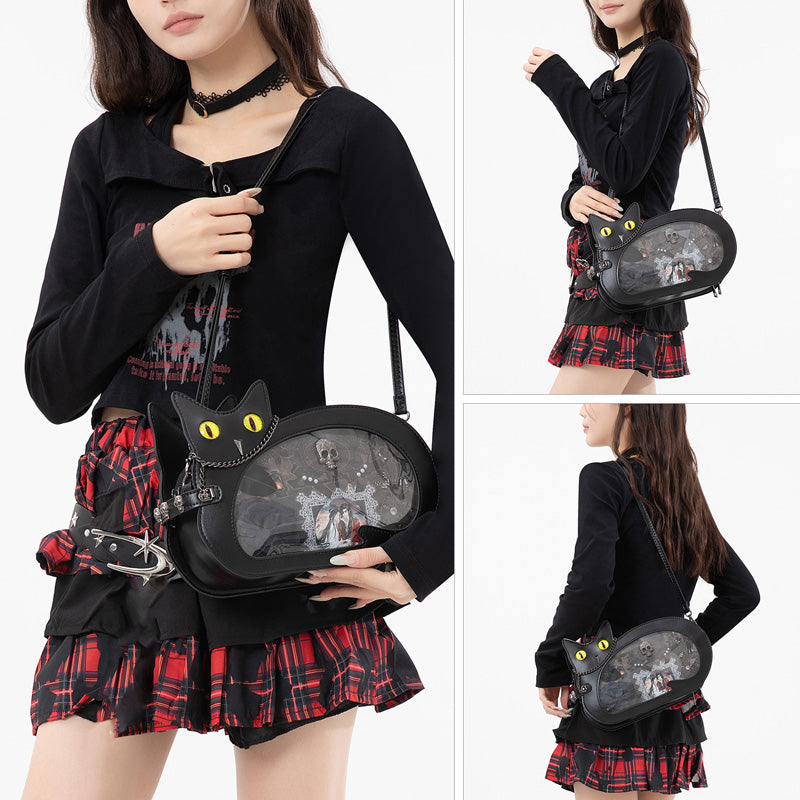 Retro Minimalist Cat Themed Casual Crossbody Bag Cosplay Props