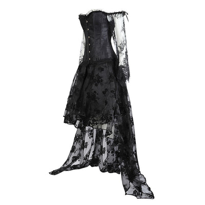 Corset Dress Top for Women with Sleeves off the shoulder Bustier Lace Floral Costumes Bridal Wedding