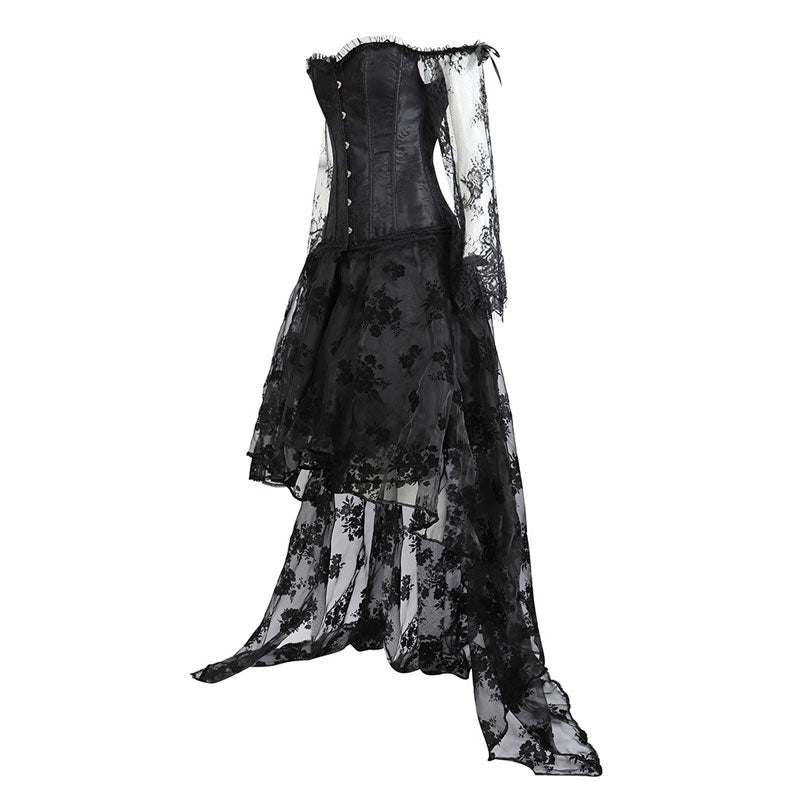 Corset Dress Top for Women with Sleeves off the shoulder Bustier Lace Floral Costumes Bridal Wedding