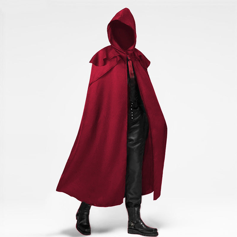 Medieval Retro Gothic Long Halloween Cape with Hood Cosplay Costumes
