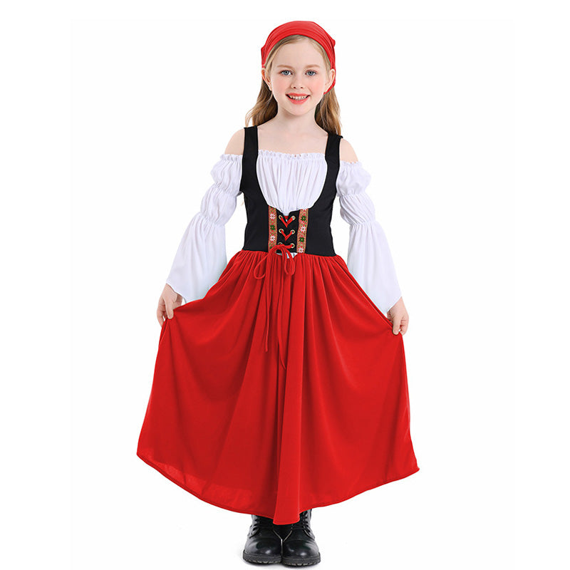 Medieval Farm Munich Beer Festival Kids Long Dress Cosplay Costumes