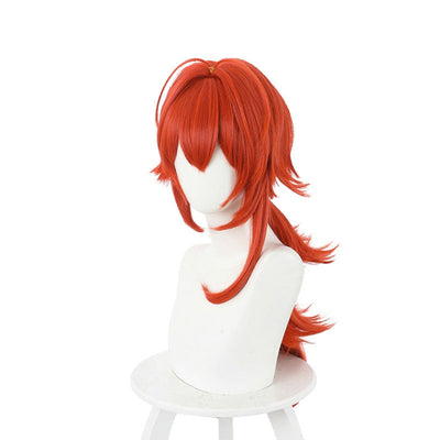 Game Genshin Impact Diluc Ragnvindr Orange Cosplay Wig
