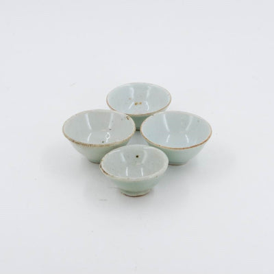 Antique Miniature Celadon Porcelain Tea Cup Set of Two