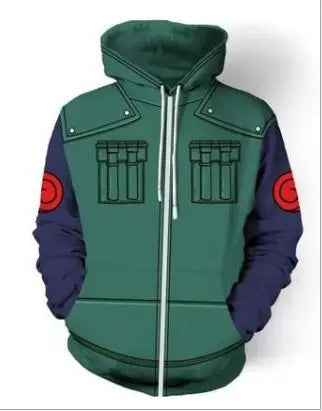 Anime Naruto Kakashi Hatake Cosplay Hoodie – Green Tactical Ninja Jacket & Casual Sweater for Adults