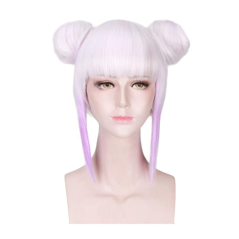 Anime Miss Kobayashi's Dragon Maid Kanna Kamui Short White Mixed Purple Cosplay Wigs