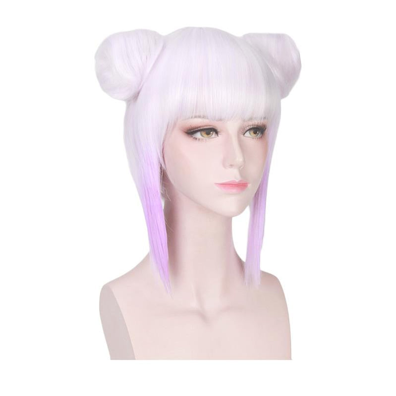 Anime Miss Kobayashi's Dragon Maid Kanna Kamui Short White Mixed Purple Cosplay Wigs