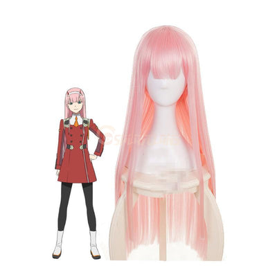 DARLING in the FRANXX 02 Zero Two 100cm Long Pink Straight Cosplay Wigs