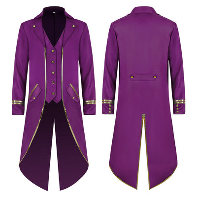 European Style New Tuxedo Medieval Retro Punk Gold Edge Coat Halloween Costumes