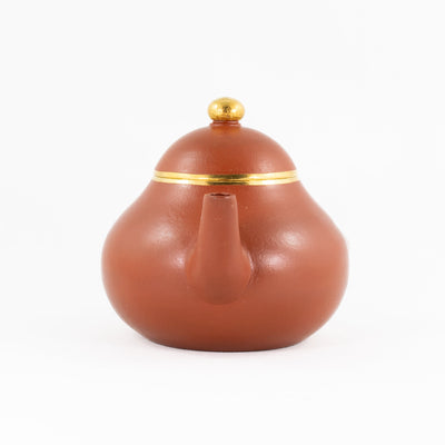 Yixing Zhuni Antique Style Gold Mounted Pear Shape Chinese Teapot