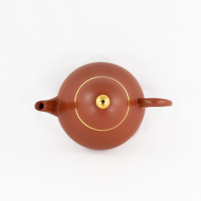 Yixing Zhuni Antique Style Gold Mounted Pear Shape Chinese Teapot