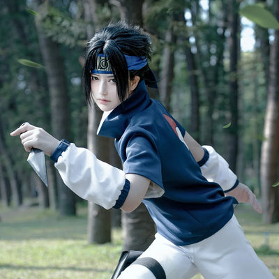 Naruto Sasuke Cosplay Costume — Top & Shorts Set