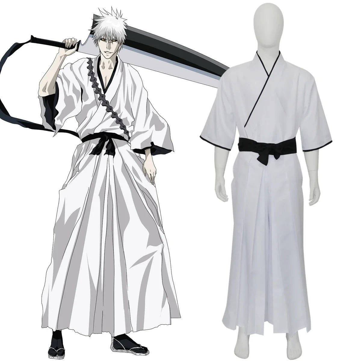 Bleach Hollow Ichigo Cosplay Costume — White Shinigami Kimono