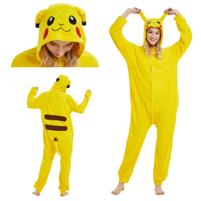 Pokémon Anime Onesie Kigurumi Cosplay Costume – Cozy Flannel Pajamas Jumpsuit for Adults