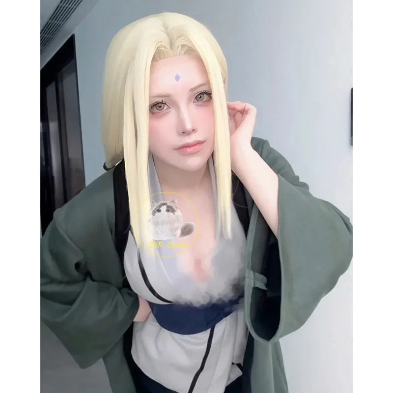 Anime Naruto Tsunade Cosplay Costume Set – Premium Kimono Haori Outfit with Wig & Necklace