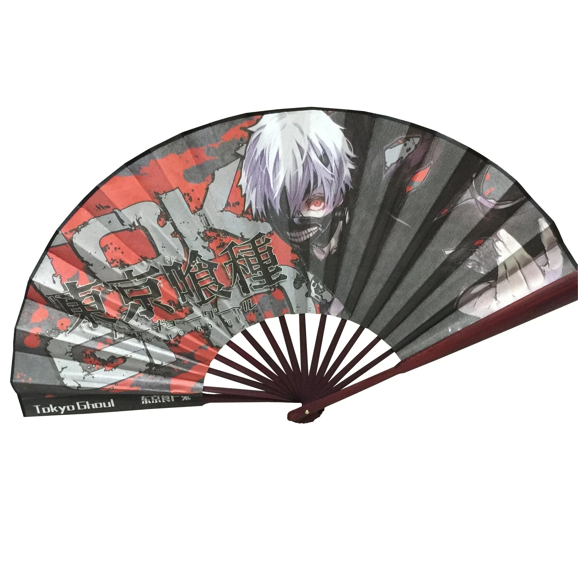 Tokyo Ghoul Kaneki Folding Hand Fan — Bamboo Cosplay Prop (33cm)
