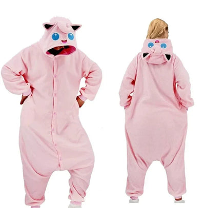 Pokémon Anime Onesie Kigurumi Cosplay Costume – Cozy Flannel Pajamas Jumpsuit for Adults