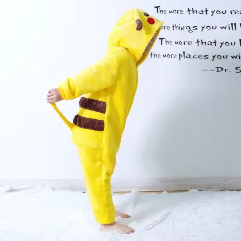 Pokémon Pikachu Warm Flannel Onesie – Cozy Hooded Sleepwear for Kids & Adults