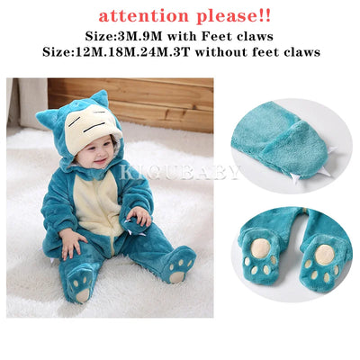 Pokémon Pikachu & Snorlax Baby Onesie – Cute Hooded Cosplay Jumpsuit for Babies & Toddlers (0–3 Years)