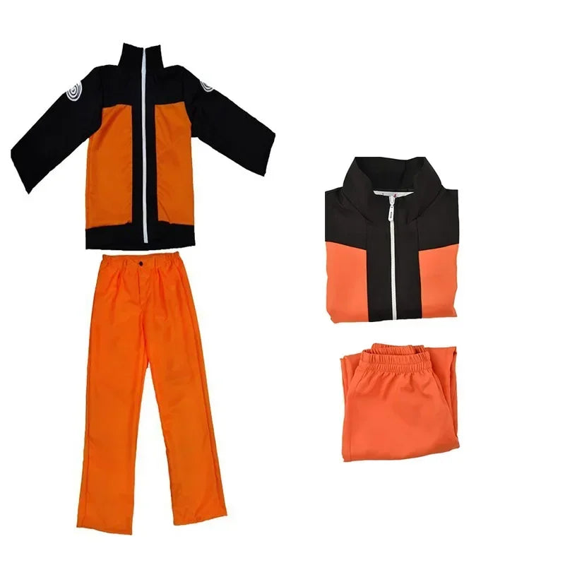 Anime Naruto Shippuden Uzumaki Cosplay Costume Set – Jacket, Pants & Wig for Adults & Kids