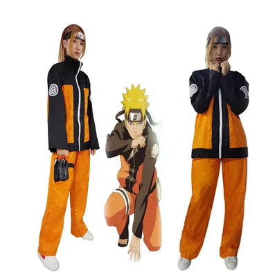 Anime Naruto Shippuden Uzumaki Cosplay Costume Set – Jacket, Pants & Wig for Adults & Kids