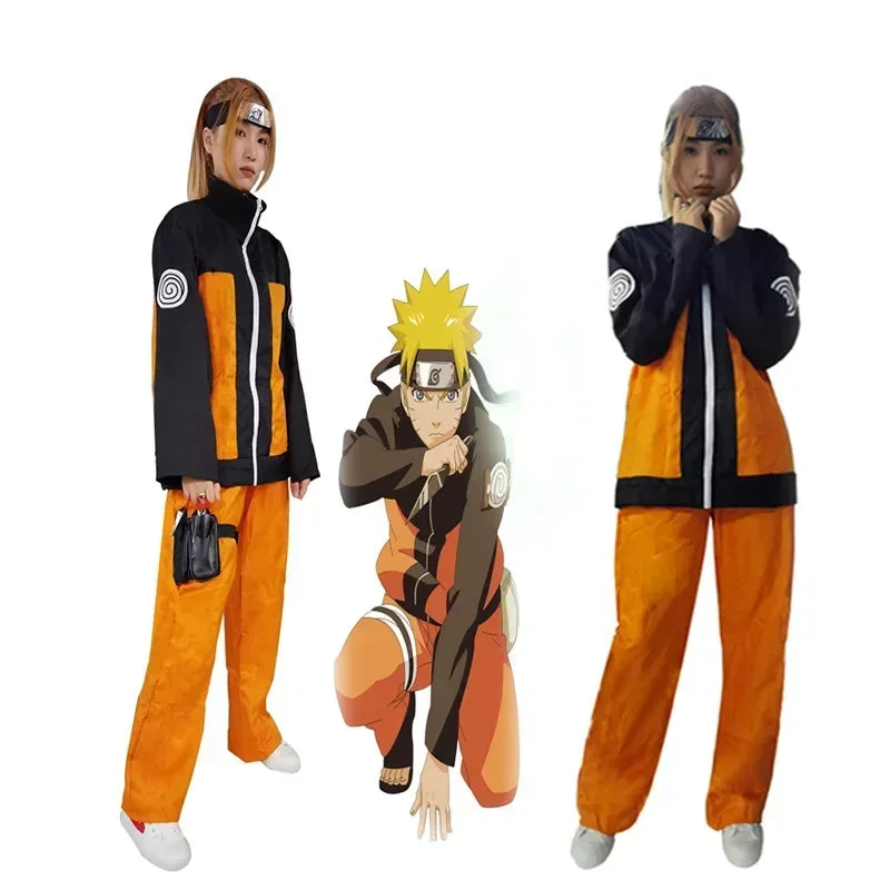 Anime Naruto Shippuden Uzumaki Cosplay Costume Set – Jacket, Pants & Wig for Adults & Kids